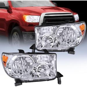 imageNilight Taillight Assembly Compatible with 2007 2008 2009 2010 2011 2012 2013 Toyota Tundra Rear Tail Light Lamp Replacement OE Style Right Passenger SideChrome Housing Amber Reflector