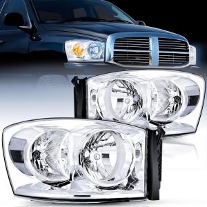 imageNilight Taillight Assembly Compatible with 2007 2008 Dodge Ram 1500 2007 2008 2009 Dodge Ram 2500 3500 Rear Lamp Replacement OE Style Driver Side and Passenger Side Dark Red LensChrome Housing Clear Reflector