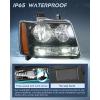 imageNilight Headlight Assembly for 2007 2008 2009 2010 2011 2012 2013 2014 Chevy Avalanche Tahoe Suburban 1500 2500 Replacement Headlamp Bumper Lamp Set Black Housing Amber ReflectorBlack Housing  Amber Reflector