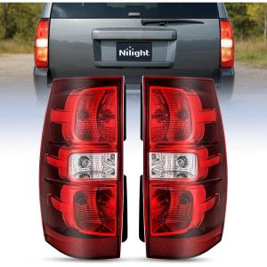 imageNilight Headlight Assembly for 2007 2008 2009 2010 2011 2012 2013 2014 Chevy Avalanche Tahoe Suburban 1500 2500 Replacement Headlamp Bumper Lamp Set Black Housing Amber ReflectorRedPair