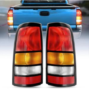 imageNilight Taillight Assembly Compatible with 1999 2000 2001 2002 Chevy Silverado 1999 2000 2001 2002 2003 2004 2005 2006 GMC Sierra Tail Rear Light Fleetside OE Style Driver Side Red BorderBlack BorderPair