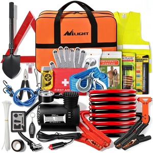 image:imageNilight Car Emergency Kit with Jumper Cable First Aid Kit Safety Assistance Tools for Travel Camping Outdoor Cars Truck SUV RV Roadside Essentials with Flash LightEssential KitAir CompressorTire Fuse kit
