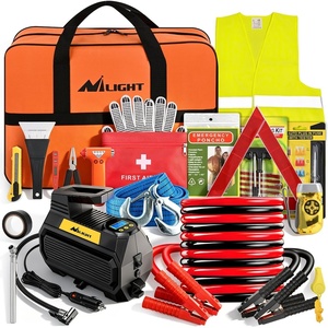 image:imageNilight Car Emergency Kit with Jumper Cable First Aid Kit Safety Assistance Tools for Travel Camping Outdoor Cars Truck SUV RV Roadside Essentials with Flash LightEssential KitDigi Air CompressorTire Fuse kit