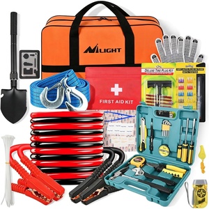 image:imageNilight Car Emergency Kit with Jumper Cable First Aid Kit Safety Assistance Tools for Travel Camping Outdoor Cars Truck SUV RV Roadside Essentials with Flash LightEssential Kit Tool SetTire Repair Fuse kit