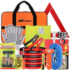 image:imageNilight Car Emergency Kit with Jumper Cable First Aid Kit Safety Assistance Tools for Travel Camping Outdoor Cars Truck SUV RV Roadside Essentials with Flash LightEssential KitTire Repair Fuse kit
