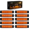 image:imageNilight 10 Pack 63 Inch Rectangle Red Side Marker Lights 12 LED 3 Functions HighLowStrobe IP67 Waterproof Stainless Steel Chrome Bezel 12V Surface Mount for Truck Trailer RV SUV BoatAmber