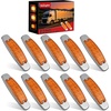 image:imageNilight 10 Pack 63 Inch Rectangle Red Side Marker Lights 12 LED 3 Functions HighLowStrobe IP67 Waterproof Stainless Steel Chrome Bezel 12V Surface Mount for Truck Trailer RV SUV BoatAmber