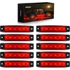 image:imageNilight 10 Pack 63 Inch Rectangle Red Side Marker Lights 12 LED 3 Functions HighLowStrobe IP67 Waterproof Stainless Steel Chrome Bezel 12V Surface Mount for Truck Trailer RV SUV BoatRed
