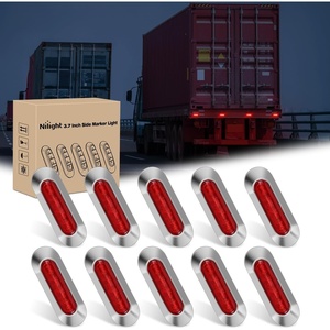 image:imageNilight 10 Pack 63 Inch Rectangle Red Side Marker Lights 12 LED 3 Functions HighLowStrobe IP67 Waterproof Stainless Steel Chrome Bezel 12V Surface Mount for Truck Trailer RV SUV BoatRed