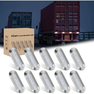 image:imageNilight 10 Pack 63 Inch Rectangle Red Side Marker Lights 12 LED 3 Functions HighLowStrobe IP67 Waterproof Stainless Steel Chrome Bezel 12V Surface Mount for Truck Trailer RV SUV Boatwhite