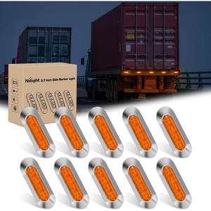image:imageNilight 10 Pack 63 Inch Rectangle Red Side Marker Lights 12 LED 3 Functions HighLowStrobe IP67 Waterproof Stainless Steel Chrome Bezel 12V Surface Mount for Truck Trailer RV SUV BoatAmber