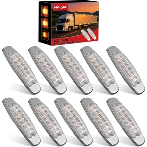 image:imageNilight 10 Pack 63 Inch Rectangle Red Side Marker Lights 12 LED 3 Functions HighLowStrobe IP67 Waterproof Stainless Steel Chrome Bezel 12V Surface Mount for Truck Trailer RV SUV BoatClear Amber
