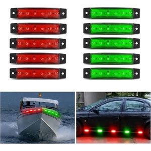 image:imageNilight 10 Pack 63 Inch Rectangle Red Side Marker Lights 12 LED 3 Functions HighLowStrobe IP67 Waterproof Stainless Steel Chrome Bezel 12V Surface Mount for Truck Trailer RV SUV BoatRed Green