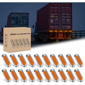 image:imageNilight 20PCS Amber Oval Side Marker Lights 4 LED 37 Inch Clearance Lamp IP68 Waterproof DC 1224V with Chrome Bezel Universal for Car Auto Truck Bus Trailer Boat Deck