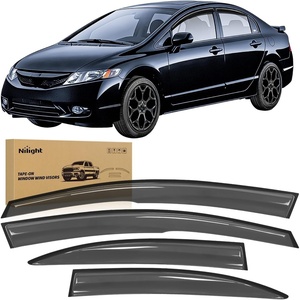 image:imageNilight Window Visors for Honda Civic Sedan 2006 2007 2008 2009 2010 2011 TapeOn Rain Guards Outside Mount Vent Visors Window Deflectors Smoke Tint 4PCS