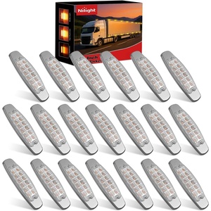 image:imageNilight 3 Inch Red Oval LED Marker Lights 10PCS Red Light Side Clearance Lights 12V DC IP67 Waterproof Chrome Housing for Semi Truck Trailer RV Bus Utility Vehicle Surface MountClear Amber 20Pcs