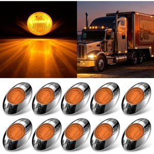 image:imageNilight 3 Inch Red Oval LED Marker Lights 10PCS Red Light Side Clearance Lights 12V DC IP67 Waterproof Chrome Housing for Semi Truck Trailer RV Bus Utility Vehicle Surface MountAmber