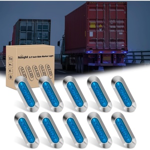 image:imageNilight 3 Inch Red Oval LED Marker Lights 10PCS Red Light Side Clearance Lights 12V DC IP67 Waterproof Chrome Housing for Semi Truck Trailer RV Bus Utility Vehicle Surface MountBlue