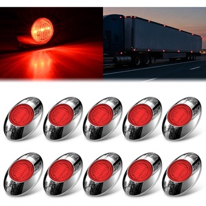 image:imageNilight 3 Inch Red Oval LED Marker Lights 10PCS Red Light Side Clearance Lights 12V DC IP67 Waterproof Chrome Housing for Semi Truck Trailer RV Bus Utility Vehicle Surface MountRed