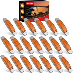 image:imageNilight 3 Inch Red Oval LED Marker Lights 10PCS Red Light Side Clearance Lights 12V DC IP67 Waterproof Chrome Housing for Semi Truck Trailer RV Bus Utility Vehicle Surface MountAmber 20Pcs