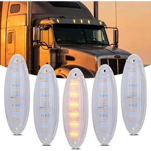 image:imageNilight 5 Inch Amber Top Roof Lights 5 Pack Smoked Lens 12 LED Cab Marker Lights DC 12V Hardwired IP67 Waterproof PCABS for Cascadia 20082019 Freightliner amp Most Semi Trucks TrailersClear Amber 12LEDFreightliner Cascadia 20082013
