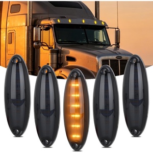 image:imageNilight 5 Inch Amber Top Roof Lights 5 Pack Smoked Lens 12 LED Cab Marker Lights DC 12V Hardwired IP67 Waterproof PCABS for Cascadia 20082019 Freightliner amp Most Semi Trucks TrailersSmoked Amber 12LEDFreightliner Cascadia 20082013
