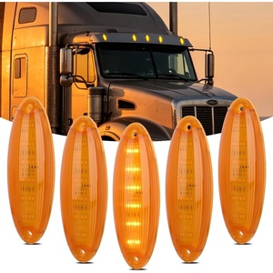 image:imageNilight 5 Inch Amber Top Roof Lights 5 Pack Smoked Lens 12 LED Cab Marker Lights DC 12V Hardwired IP67 Waterproof PCABS for Cascadia 20082019 Freightliner amp Most Semi Trucks TrailersAmber 12LEDFreightliner Cascadia 20082013