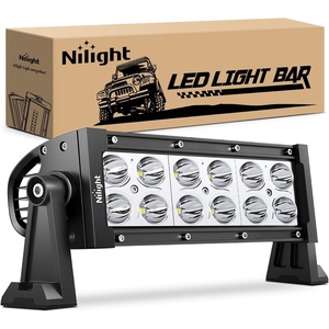 image:imageNilight 75 Inch 36 W LED Light Bar with Yellow Black Covers Spot Lighting for Work Backup Off Road Driving Fog Lamp on Motorcycle Van Camper Wagon Car Pickup Golf Cart ATV UTV SUV Truck Boat 4x475 inch 36W Light Bar Pack of 10