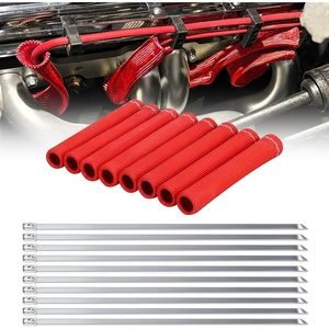 image:imageNilight Spark Plug Wire Heat Shield Sleeve 8Pcs 3632F Boot Protector  with 10 Metal Zip Ties Replacement for LS1LS2 SBC BBC 350 454 Car Truck 6 Inch TitaniumRed