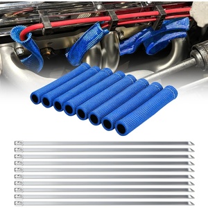 image:imageNilight Spark Plug Wire Heat Shield Sleeve 8Pcs 3632F Boot Protector  with 10 Metal Zip Ties Replacement for LS1LS2 SBC BBC 350 454 Car Truck 6 Inch TitaniumBlue