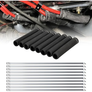 image:imageNilight Spark Plug Wire Heat Shield Sleeve 8Pcs 3632F Boot Protector  with 10 Metal Zip Ties Replacement for LS1LS2 SBC BBC 350 454 Car Truck 6 Inch TitaniumBlack