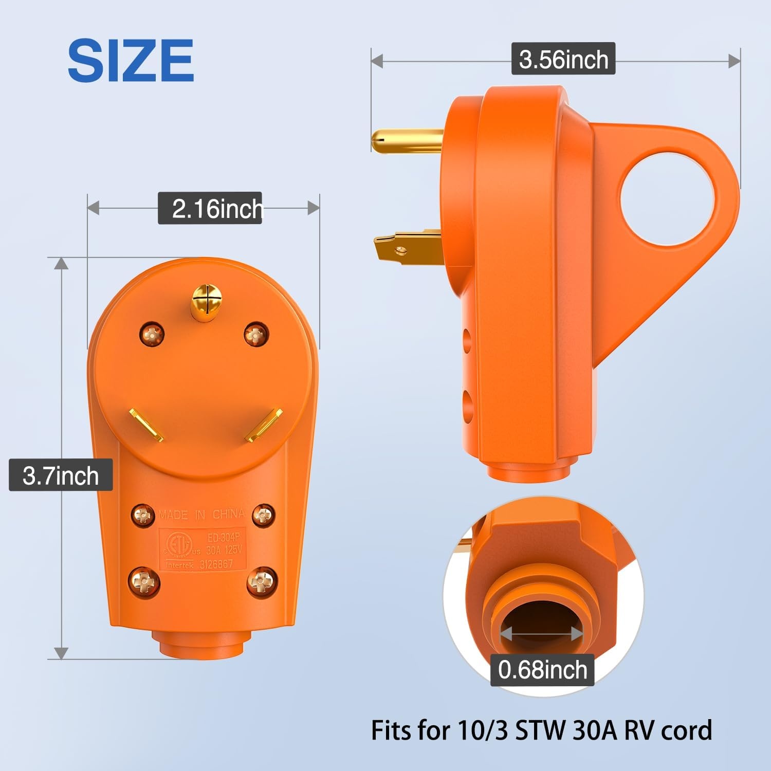 image:imageNilight 50 Amp RV Male Replacement Plug 125250 Volt Heavy Duty Receptacle with Handle ETL Listed NEMA 1450P for Camper Caravan Motorhome Van TrailerAmber
