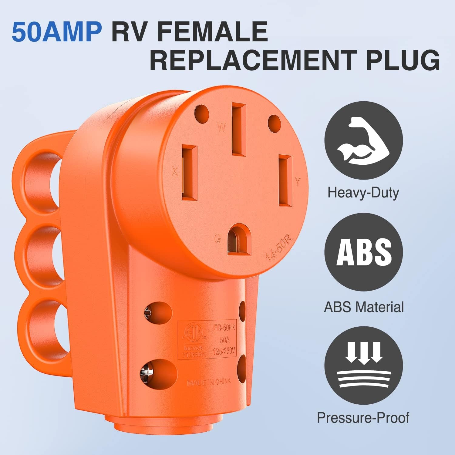 image:imageNilight 50 Amp RV Male Replacement Plug 125250 Volt Heavy Duty Receptacle with Handle ETL Listed NEMA 1450P for Camper Caravan Motorhome Van TrailerAmber