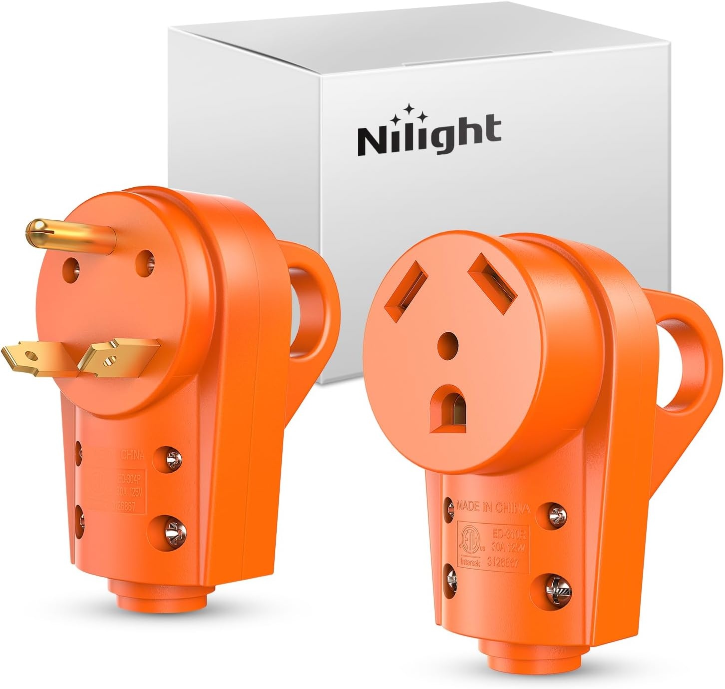image:imageNilight 50 Amp RV Male Replacement Plug 125250 Volt Heavy Duty Receptacle with Handle ETL Listed NEMA 1450P for Camper Caravan Motorhome Van TrailerAmber