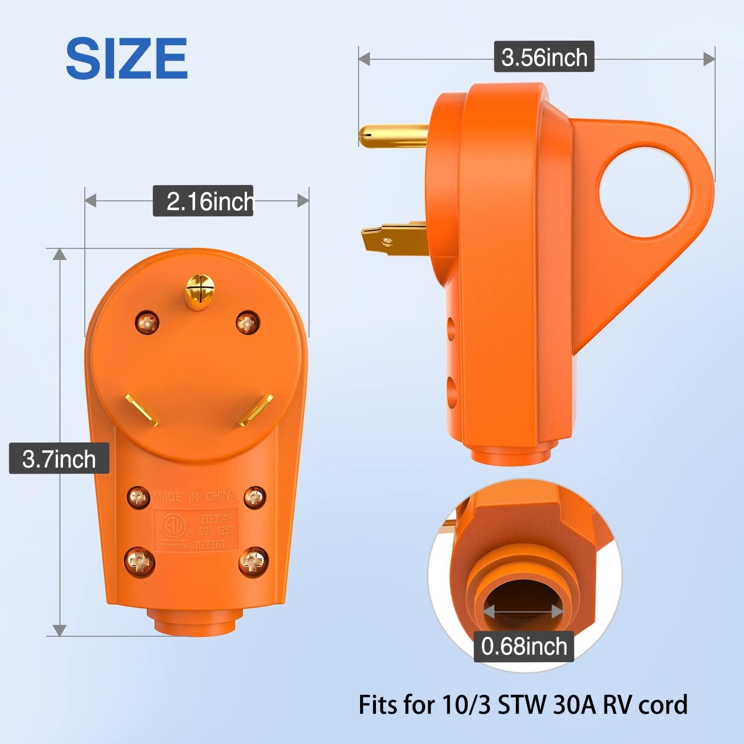 image:imageNilight 50 Amp RV Male Replacement Plug 125250 Volt Heavy Duty Receptacle with Handle ETL Listed NEMA 1450P for Camper Caravan Motorhome Van TrailerAmber