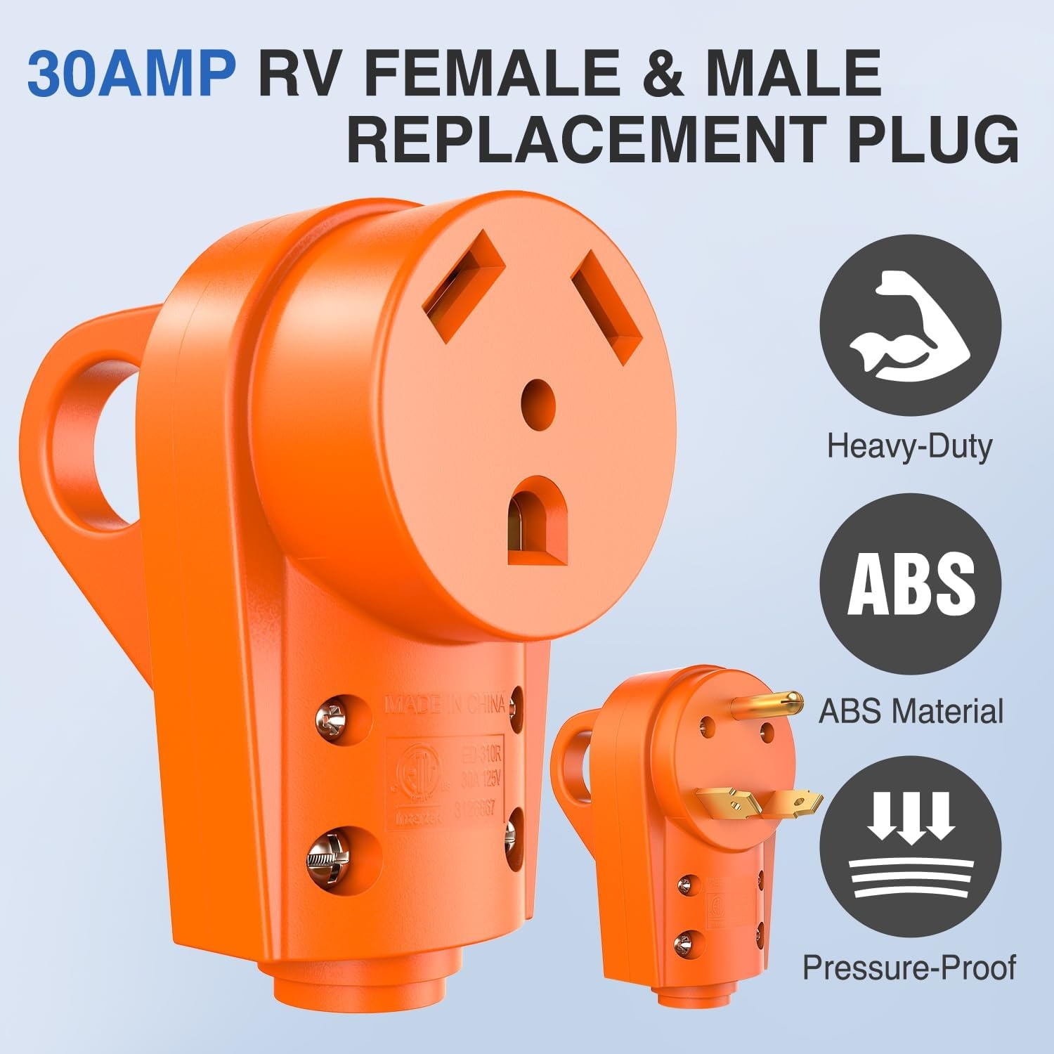 image:imageNilight 50 Amp RV Male Replacement Plug 125250 Volt Heavy Duty Receptacle with Handle ETL Listed NEMA 1450P for Camper Caravan Motorhome Van TrailerAmber