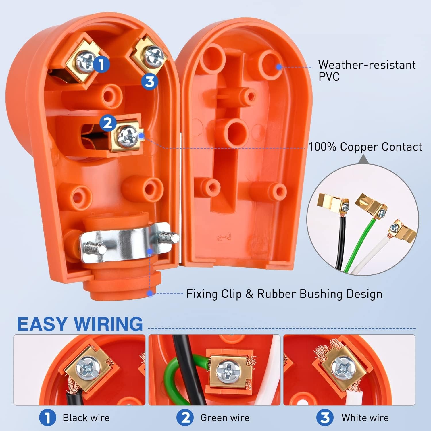 image:imageNilight 50 Amp RV Male Replacement Plug 125250 Volt Heavy Duty Receptacle with Handle ETL Listed NEMA 1450P for Camper Caravan Motorhome Van TrailerAmber