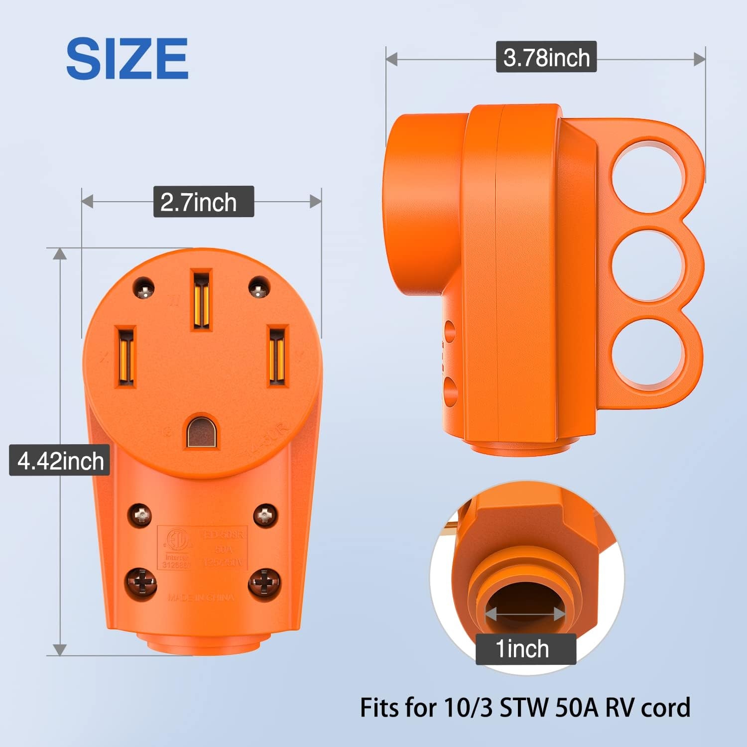 image:imageNilight 50 Amp RV Male Replacement Plug 125250 Volt Heavy Duty Receptacle with Handle ETL Listed NEMA 1450P for Camper Caravan Motorhome Van TrailerAmber