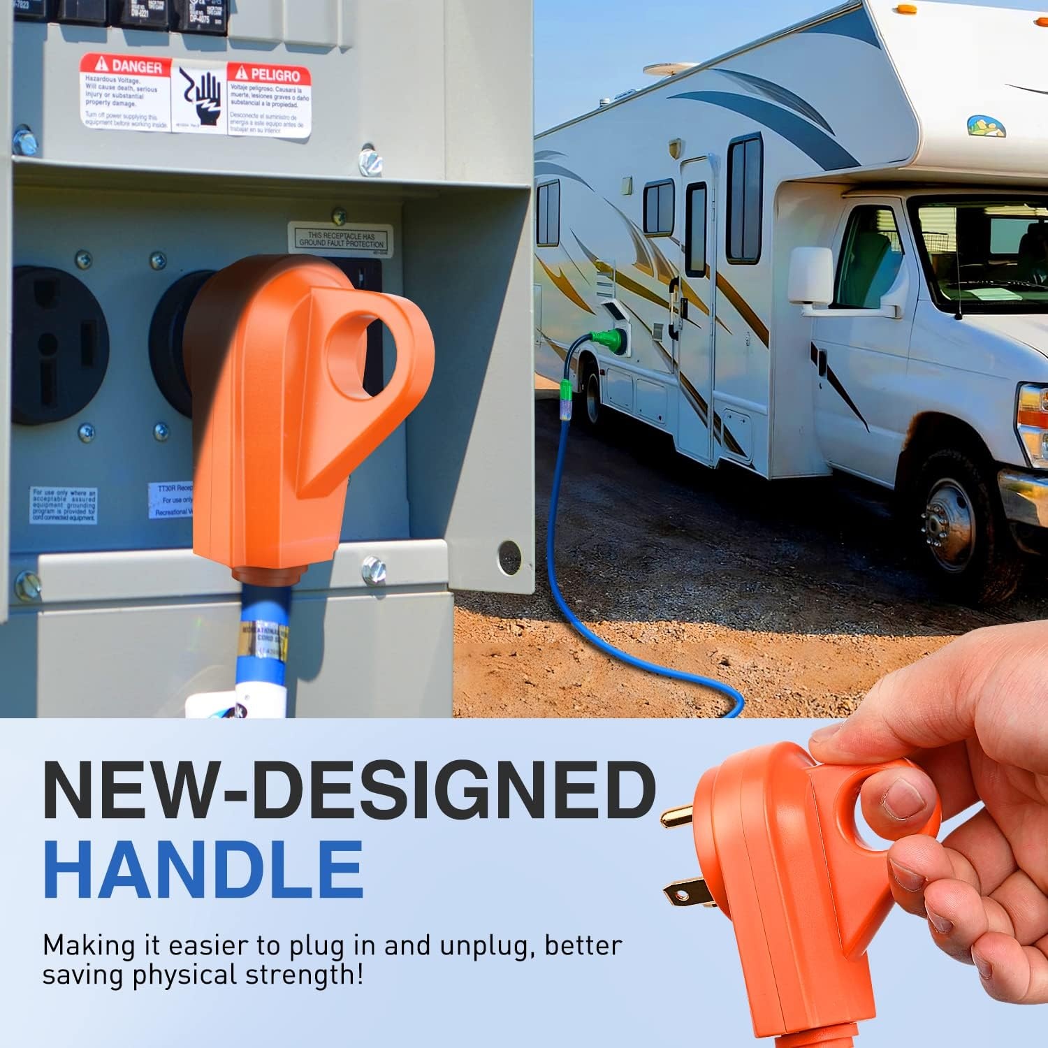 image:imageNilight 50 Amp RV Male Replacement Plug 125250 Volt Heavy Duty Receptacle with Handle ETL Listed NEMA 1450P for Camper Caravan Motorhome Van TrailerAmber