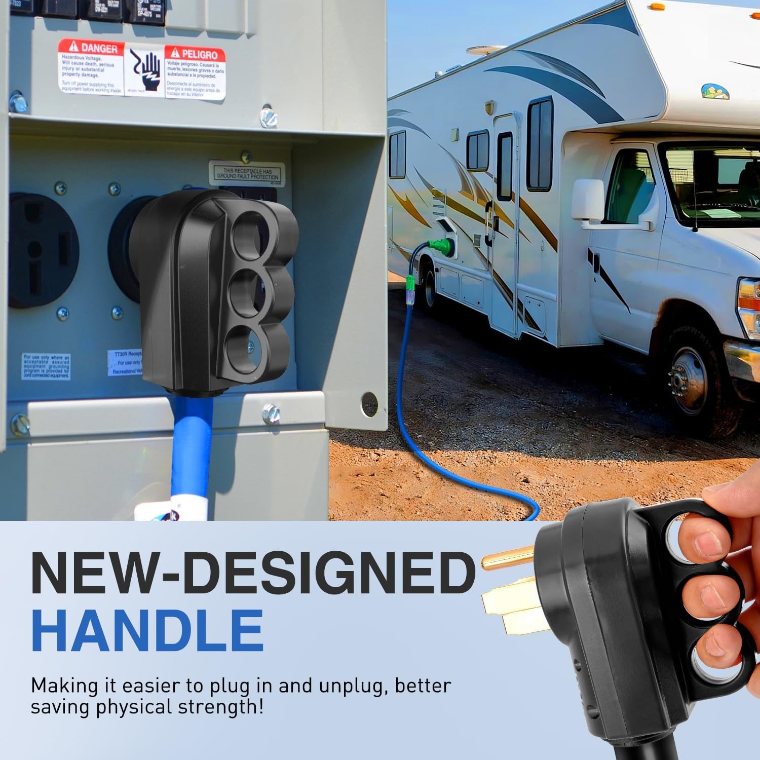 image:imageNilight 50 Amp RV Male Replacement Plug 125250 Volt Heavy Duty Receptacle with Handle ETL Listed NEMA 1450P for Camper Caravan Motorhome Van TrailerBlack