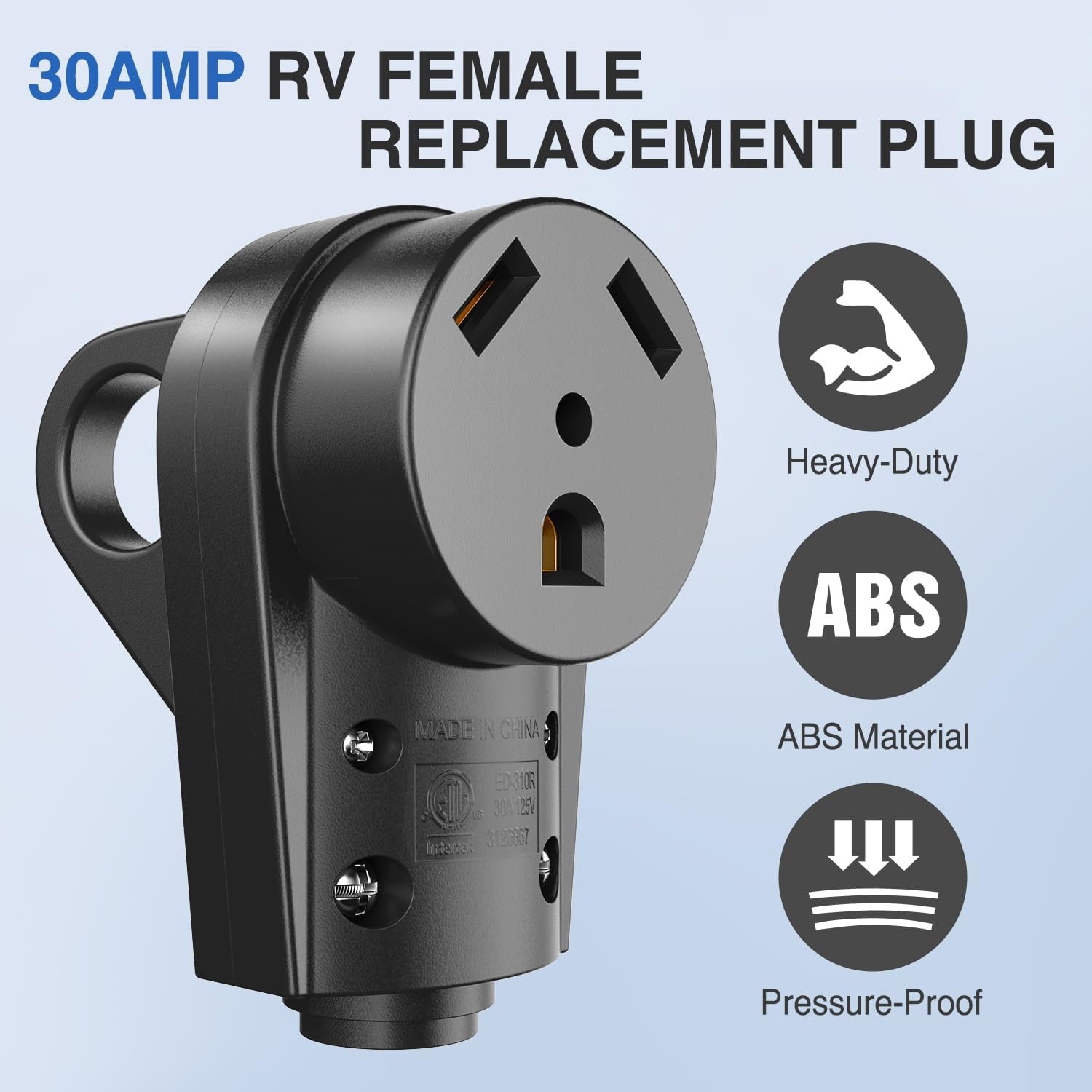 image:imageNilight 50 Amp RV Male Replacement Plug 125250 Volt Heavy Duty Receptacle with Handle ETL Listed NEMA 1450P for Camper Caravan Motorhome Van TrailerBlack