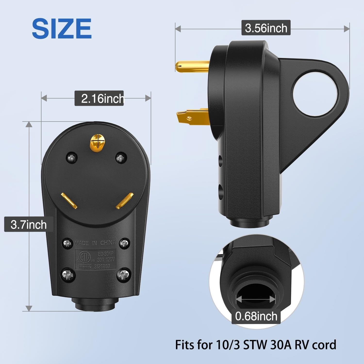 image:imageNilight 50 Amp RV Male Replacement Plug 125250 Volt Heavy Duty Receptacle with Handle ETL Listed NEMA 1450P for Camper Caravan Motorhome Van TrailerBlack