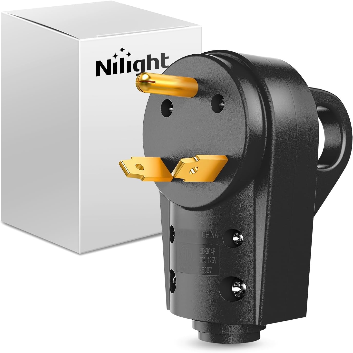 image:imageNilight 50 Amp RV Male Replacement Plug 125250 Volt Heavy Duty Receptacle with Handle ETL Listed NEMA 1450P for Camper Caravan Motorhome Van TrailerBlack