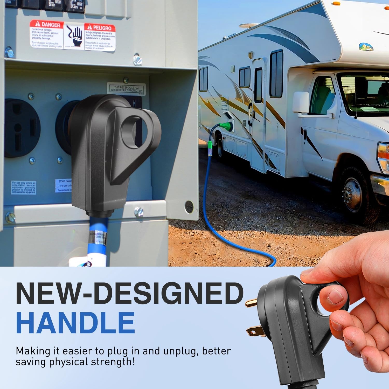 image:imageNilight 50 Amp RV Male Replacement Plug 125250 Volt Heavy Duty Receptacle with Handle ETL Listed NEMA 1450P for Camper Caravan Motorhome Van TrailerBlack
