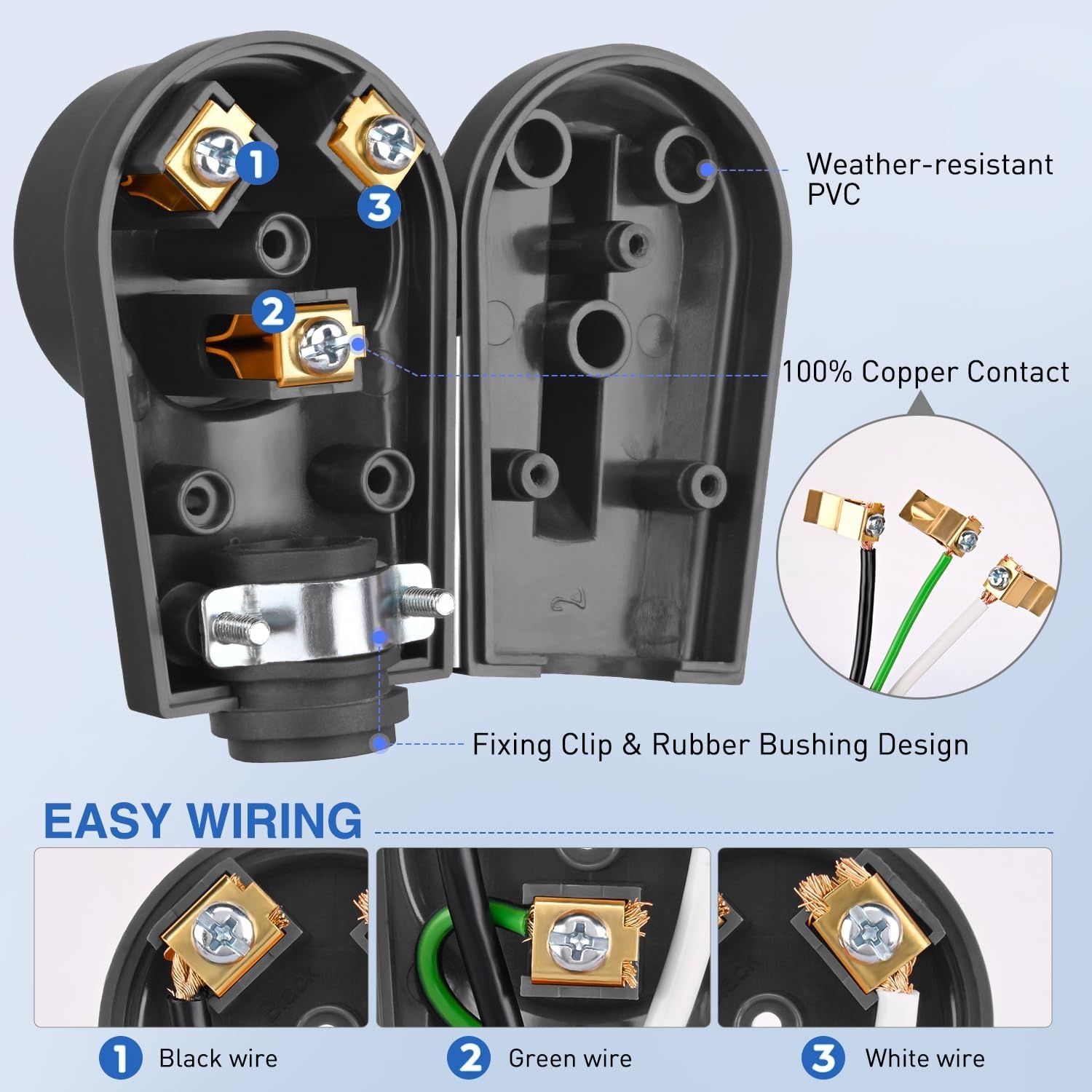 image:imageNilight 50 Amp RV Male Replacement Plug 125250 Volt Heavy Duty Receptacle with Handle ETL Listed NEMA 1450P for Camper Caravan Motorhome Van TrailerBlack