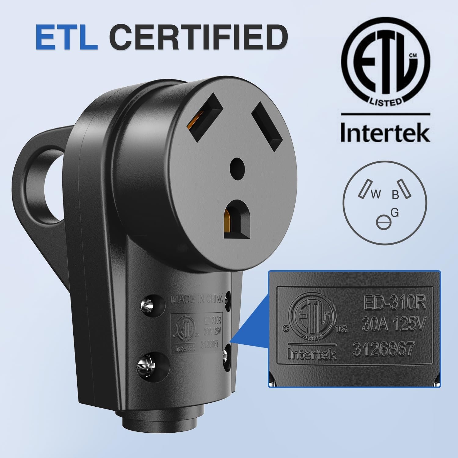 image:imageNilight 50 Amp RV Male Replacement Plug 125250 Volt Heavy Duty Receptacle with Handle ETL Listed NEMA 1450P for Camper Caravan Motorhome Van TrailerBlack
