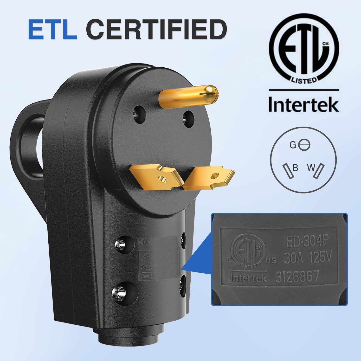 image:imageNilight 50 Amp RV Male Replacement Plug 125250 Volt Heavy Duty Receptacle with Handle ETL Listed NEMA 1450P for Camper Caravan Motorhome Van TrailerBlack