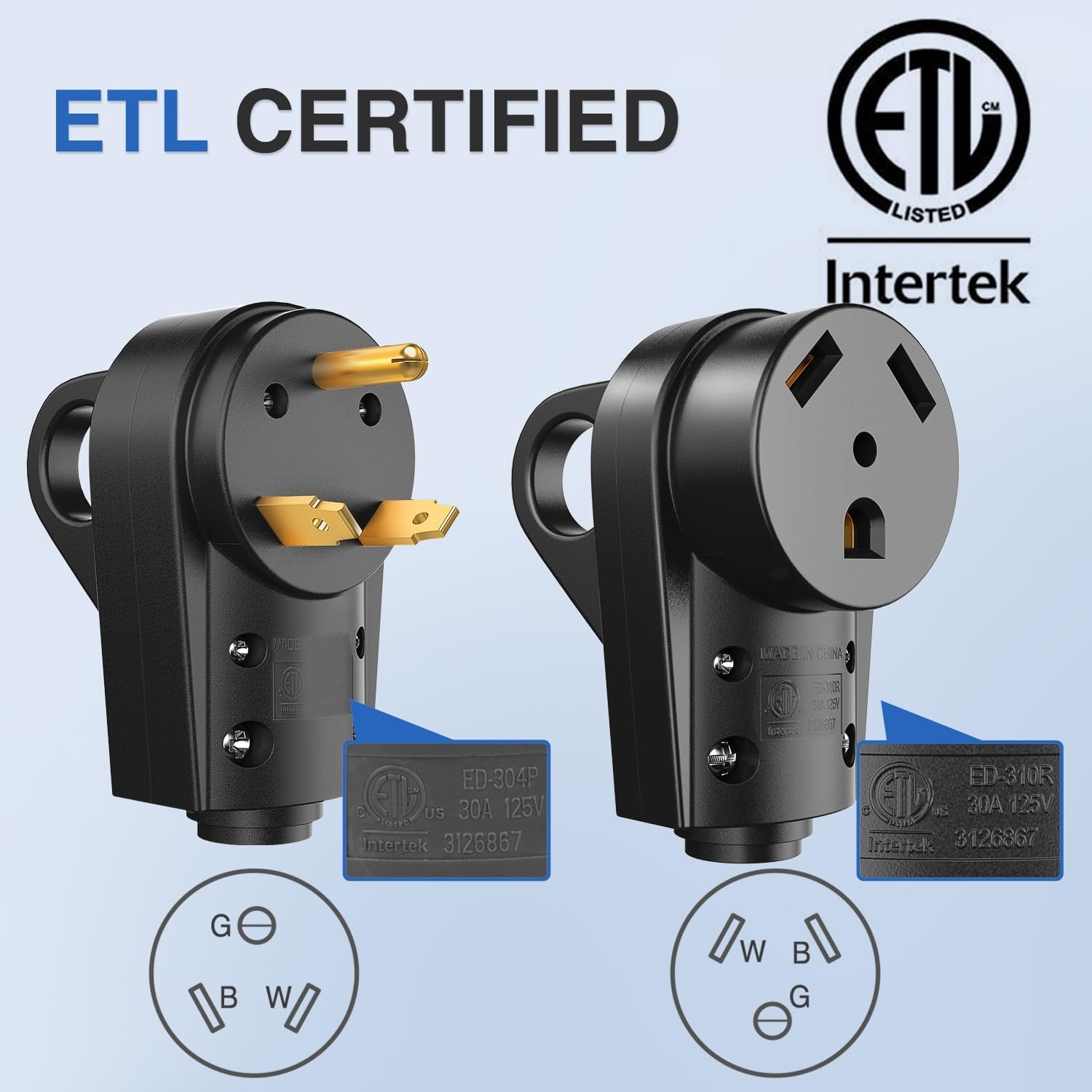 image:imageNilight 50 Amp RV Male Replacement Plug 125250 Volt Heavy Duty Receptacle with Handle ETL Listed NEMA 1450P for Camper Caravan Motorhome Van TrailerBlack