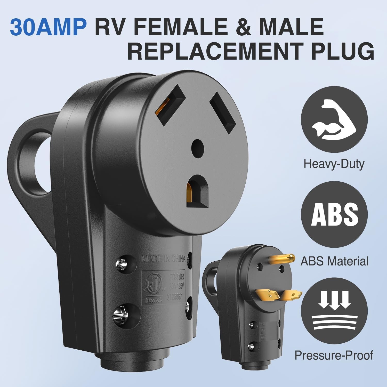 image:imageNilight 50 Amp RV Male Replacement Plug 125250 Volt Heavy Duty Receptacle with Handle ETL Listed NEMA 1450P for Camper Caravan Motorhome Van TrailerBlack