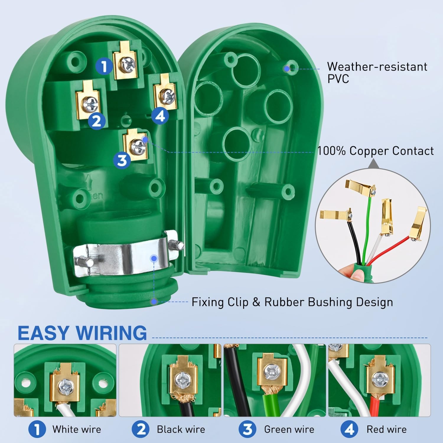 image:imageNilight 50 Amp RV Male Replacement Plug 125250 Volt Heavy Duty Receptacle with Handle ETL Listed NEMA 1450P for Camper Caravan Motorhome Van TrailerGreen